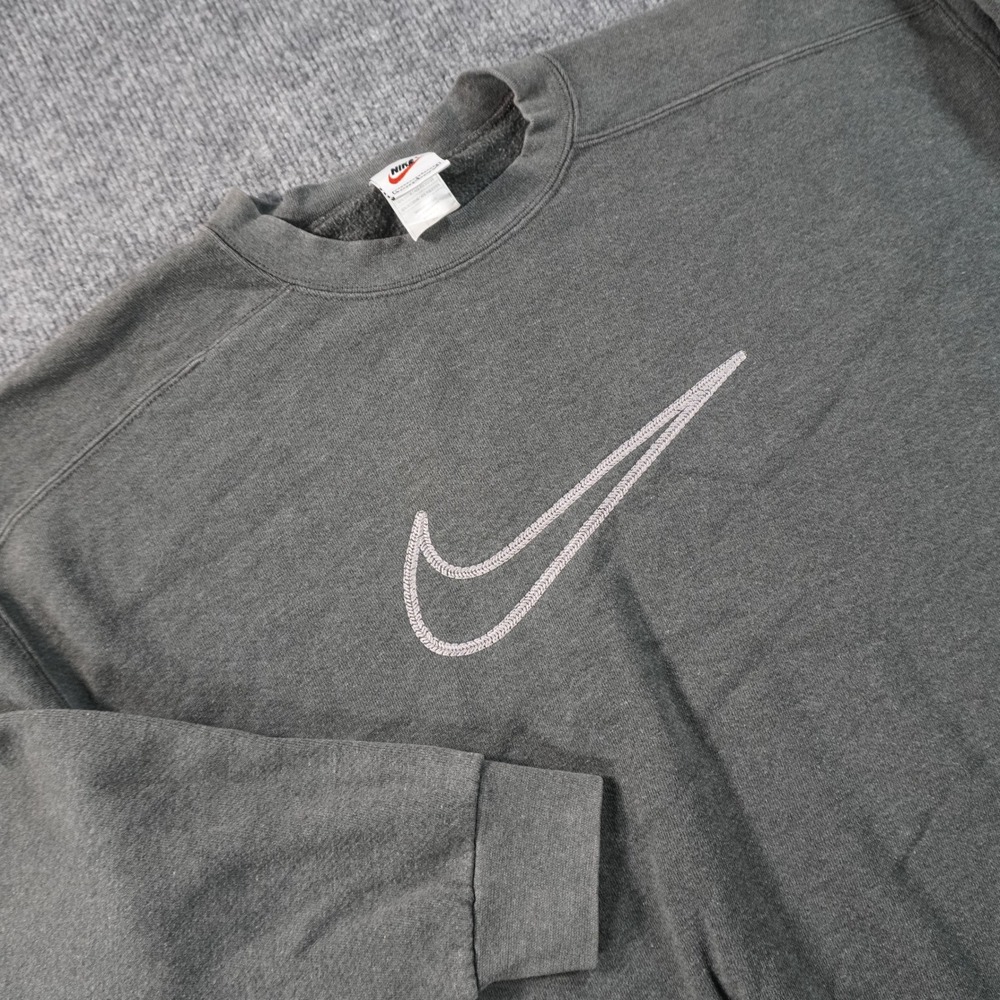 Vintage Nike Sweatshirt Men Large Charcoal Gray 90s Made in USA Embroidered Logo